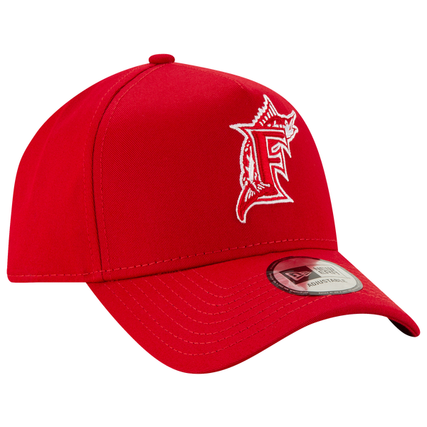 New Era Marlins 9Forty A Frame Cap - Men's - Red/White - Image 4