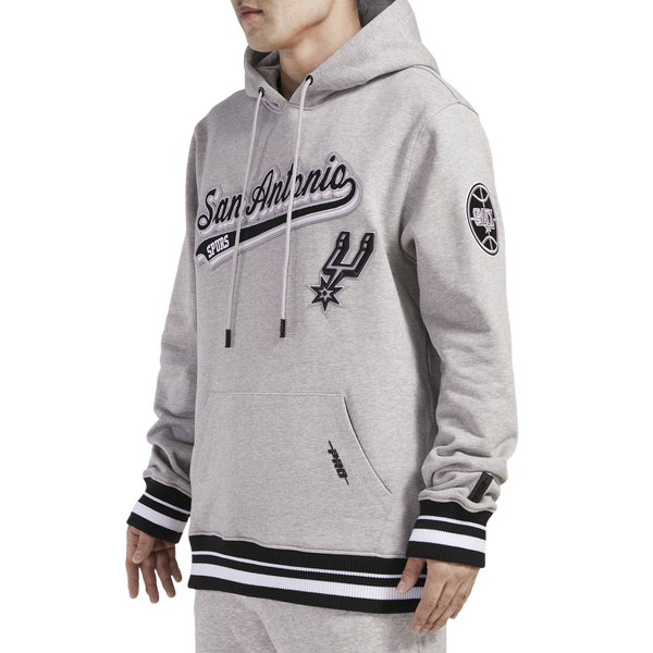 Pro Standard SPURS SCRIPT TAIL RIB FLC PO HOODIE - Men's - Heather Gray/Black - Image 3