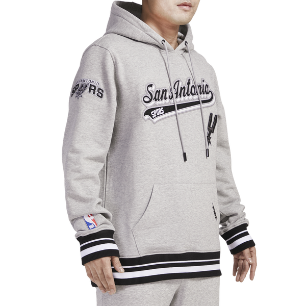 Pro Standard SPURS SCRIPT TAIL RIB FLC PO HOODIE - Men's - Heather Gray/Black - Image 4