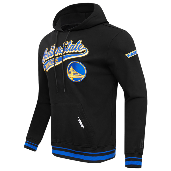 Pro Standard WARRIORS SCRIPT TAIL RIB FLC PO HOODIE - Men's - Black/Black/Royal Blue - Image 3