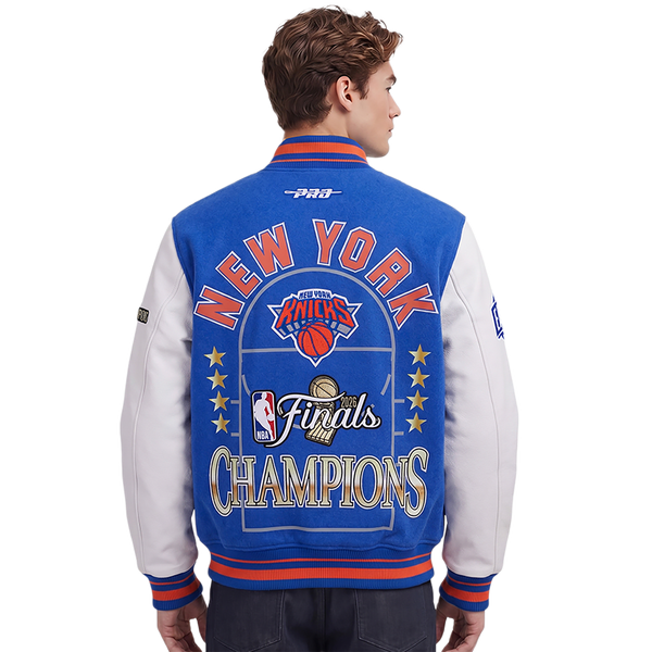 Pro Standard Knicks NBA Finals 2026 Rib Wool Varsity Jacket - Men's - Royal/Orange/Royal - Image 2