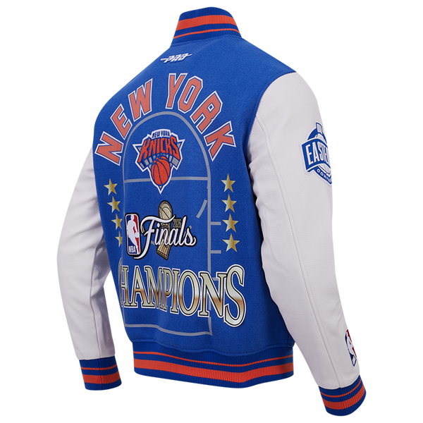 Pro Standard Knicks NBA Finals 2026 Rib Wool Varsity Jacket - Men's - Royal/Orange/Royal - Image 6