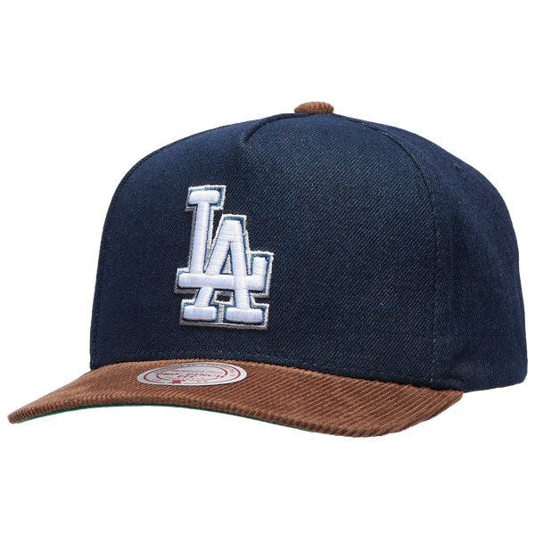 Mitchell & Ness Dodgers Denim Cord Pro Pinch Cap - Adult - Navy/Brown