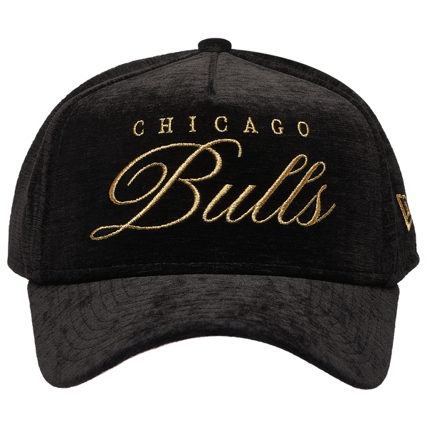 New Era Bulls 940 A Frame Velvet Script Cap - Adult - Black/Black - Image 2