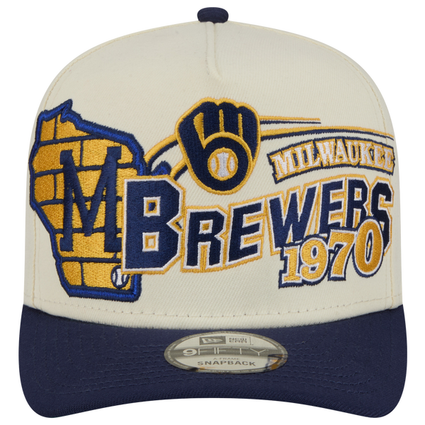 New Era Brewers 9FIFTY A-Frame Classic Cap - Adult - White/Navy - Image 2