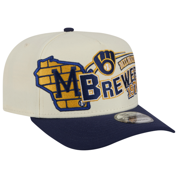 New Era Brewers 9FIFTY A-Frame Classic Cap - Adult - White/Navy - Image 3