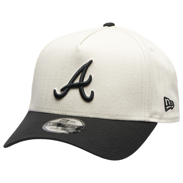 New Era Braves 940AF Herringbone Cap - Adult - White/Black