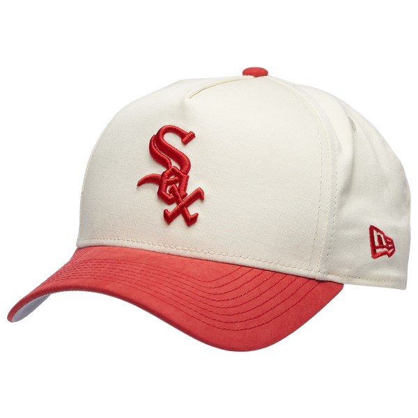 New Era White Sox 9FORTY A-Frame Suede Cap - Adult - Red/White