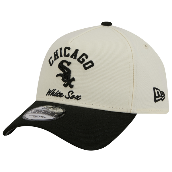 New Era White Sox 9FORTY A-Frame UPSD Arch Cap - Adult - Black/White