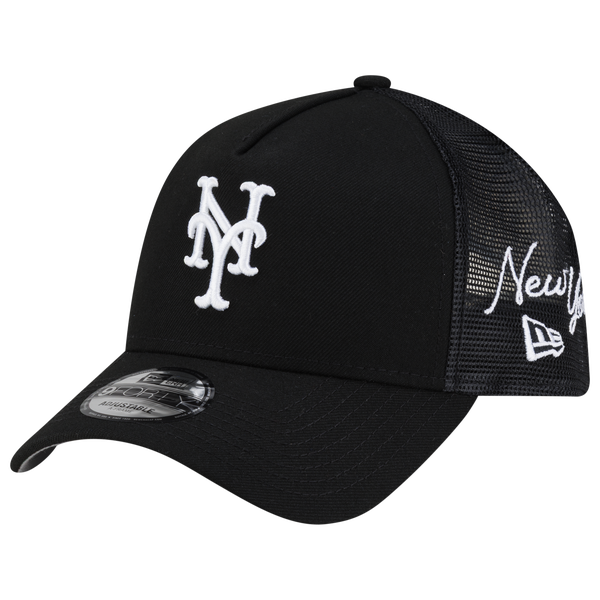 New Era Mets 940AF Script Trucker Cap - Adult - Black