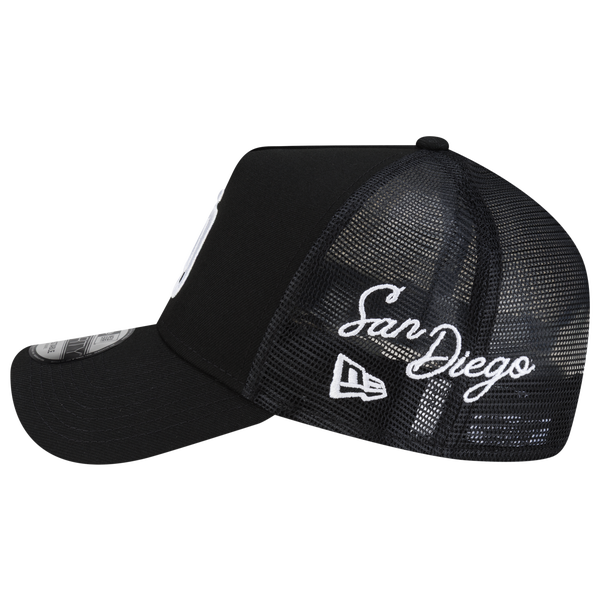 New Era Padres 940AF Script Trucker Cap - Adult - Black - Image 6