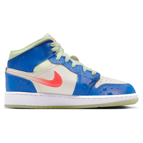 Jordan AJ 1 Mid - Boys' Grade School - Blue/Tan/Volt