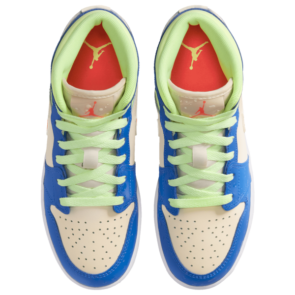 Jordan AJ 1 Mid - Boys' Grade School - Blue/Tan/Volt - Image 4