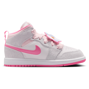Jordan Air Jordan 1 Mid SE - Girls' Preschool - Vast Grey/Pink Glow/Sail
