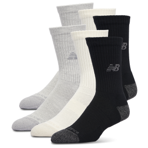 New Balance Active Cushion 6PK Crew Sock - Sea Salt/Heather Grey/Black