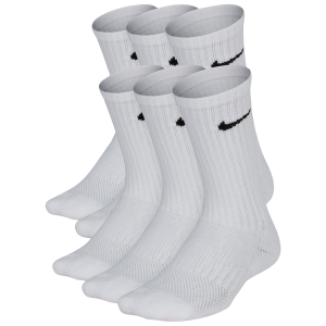 Nike 6 Pack Cushioned Crew Socks - Boys' Grade School - White/Black