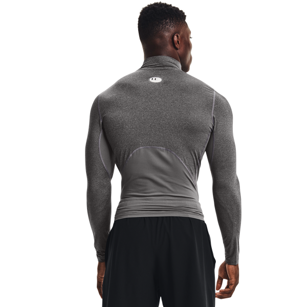 Under Armour HG Armour Comp Mock Long Sleeve - Men's - Carbon Heather/Black - Image 2