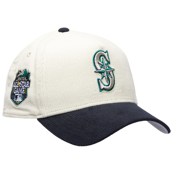 New Era Mariners 940 A Frame Corduroy Cap - Adult - White/Navy - Image 3