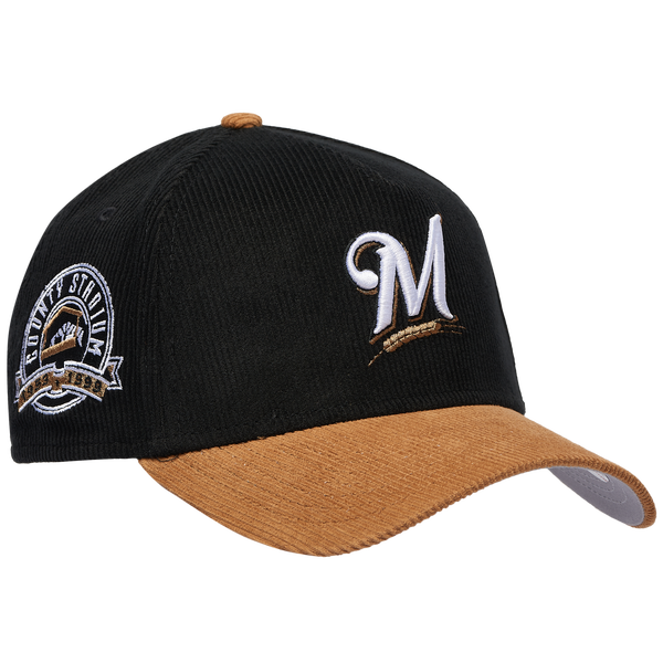 New Era Brewers 940AF Cord Cap - Adult - Black/Tan - Image 3