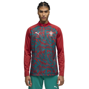 PUMA FPF Warm Up 1/4 Zip Top - Men's - Green Lagoon/Club Red