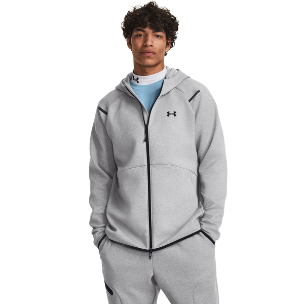 Under Armour Unstoppable Fleece Full-Zip Hoodie - Men's - Black/Mod Grey - Image 2