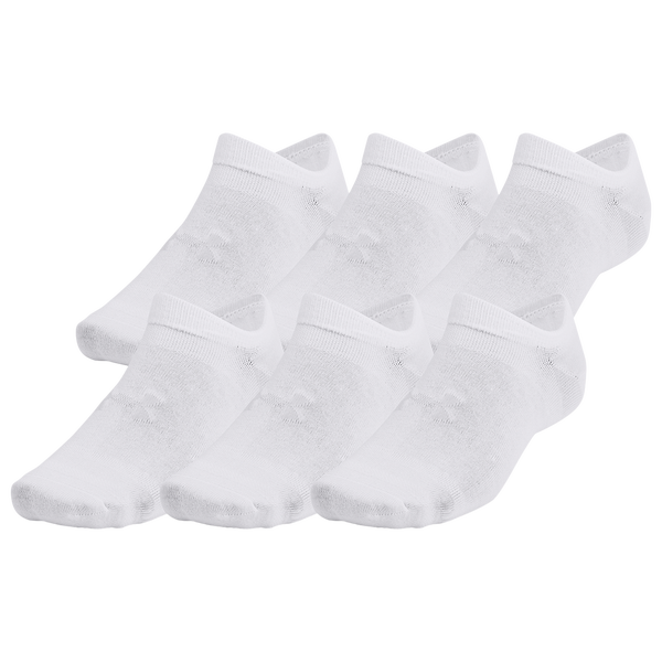 Under Armour Essential 6 Pack No Show Socks - Men's - White/White/Halo Grey