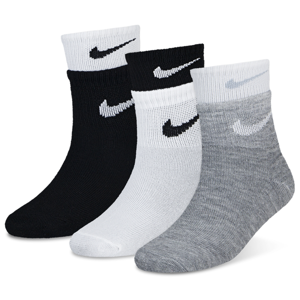 Nike Double Welt Ankle Sock 3 Pack - Girls' Preschool - Gray/Black/White