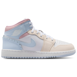 Jordan AJ 1 MID SE FEM - Girls' Grade School - Half Blue/Pale Ivory/White