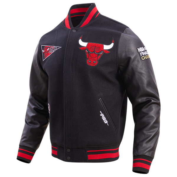 Pro Standard Chicago Bulls Retro Classic Wool Varsity Jacket - Men's - Black/Black/Red - Image 3
