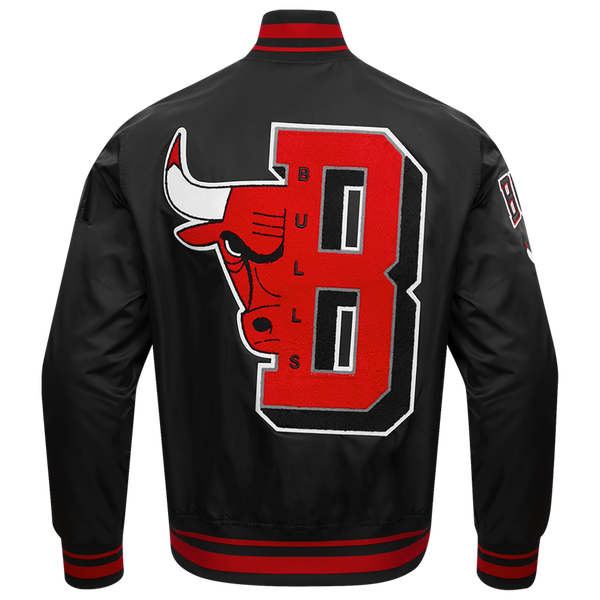 Pro Standard Chicago Bulls Mash Up Rib Satin Jacket - Men's - Black/Black/Red - Image 2