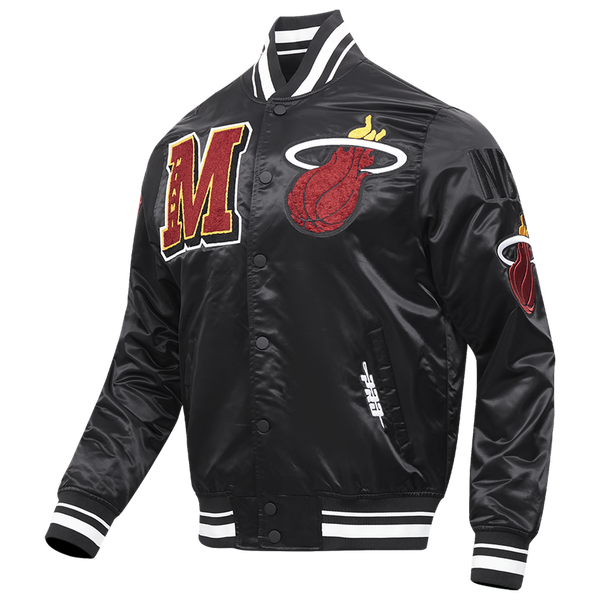 Pro Standard Miami Heat Mash Up Rib Satin Jacket - Men's - Black - Image 3