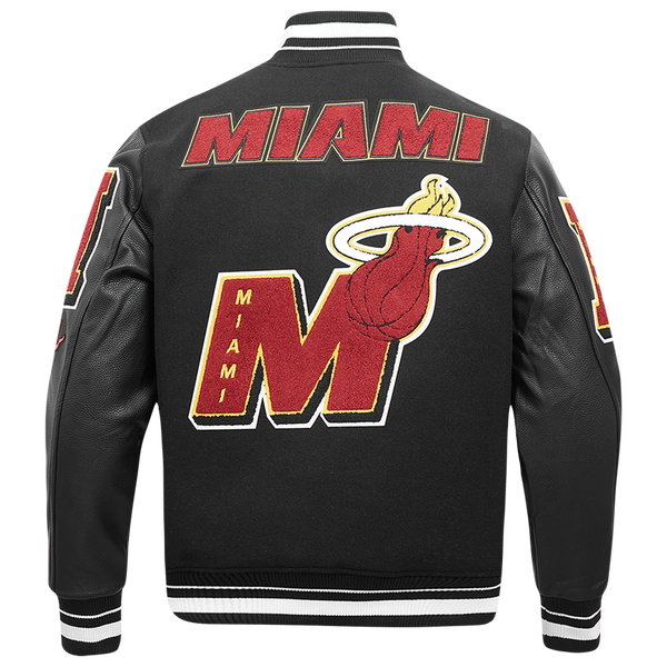 Pro Standard Miami Heat Mash Up Rib Wool Varsity Jacket - Men's - Black - Image 2