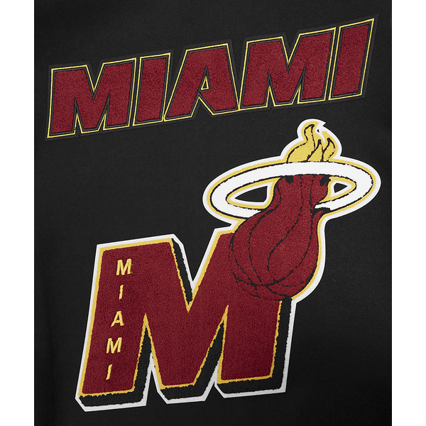 Pro Standard Miami Heat Mash Up Rib Wool Varsity Jacket - Men's - Black - Image 9