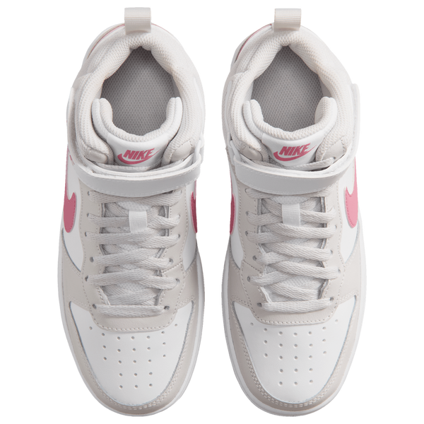 Nike Court Borough Mid 2 - Boys' Grade School - White/Peony/Vast Grey - Image 4