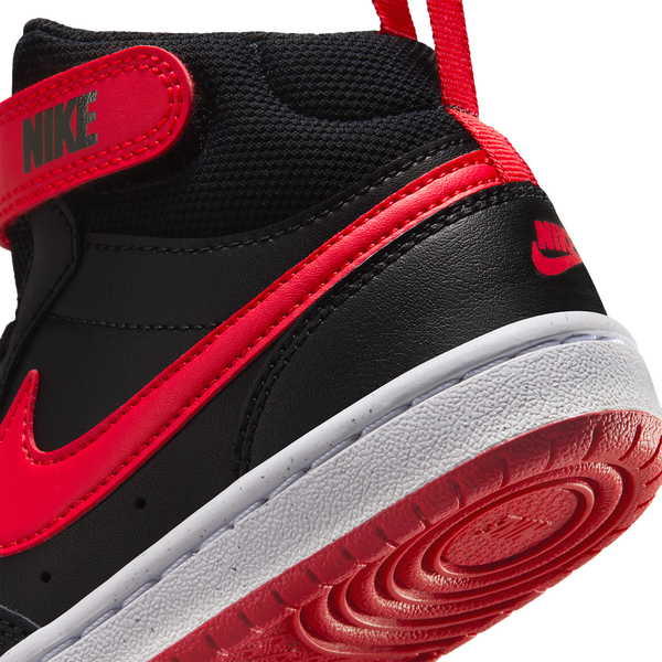 Nike Court Borough Mid 2 - Boys' Preschool - Black/University Red/White - Image 7