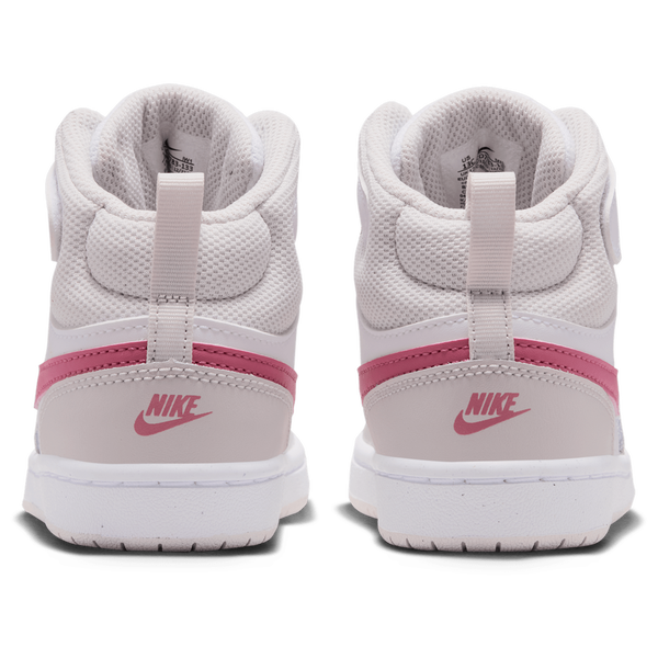 Nike Court Borough Mid 2 - Boys' Preschool - Vast Grey/Peony/White - Image 3