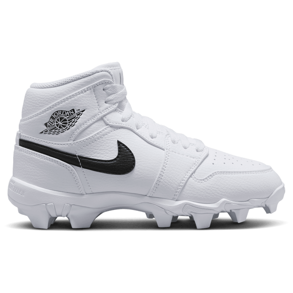 Jordan AJ 1 Mid Cleats - Boys' Grade School - Black/White