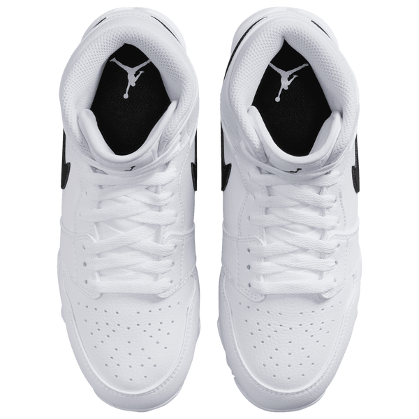 Jordan AJ 1 Mid Cleats - Boys' Grade School - Black/White - Image 4