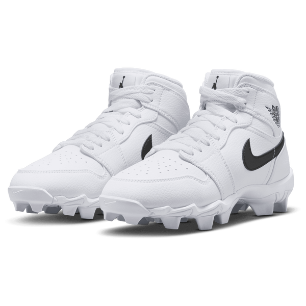 Jordan AJ 1 Mid Cleats - Boys' Grade School - Black/White - Image 6