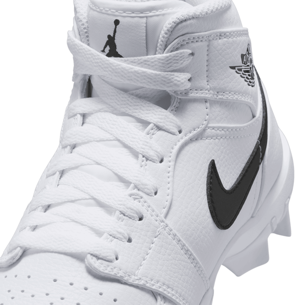 Jordan AJ 1 Mid Cleats - Boys' Grade School - Black/White - Image 7