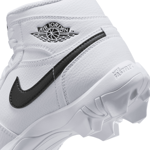 Jordan AJ 1 Mid Cleats - Boys' Grade School - Black/White - Image 8