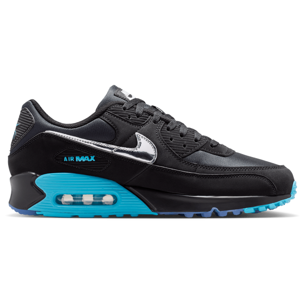Nike Air Max 90 Premium Treble - Men's - Black/Chrome/Gamma Blue