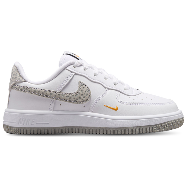 Nike Air Force 1 Low - Girls' Preschool - Grey/White/Orange