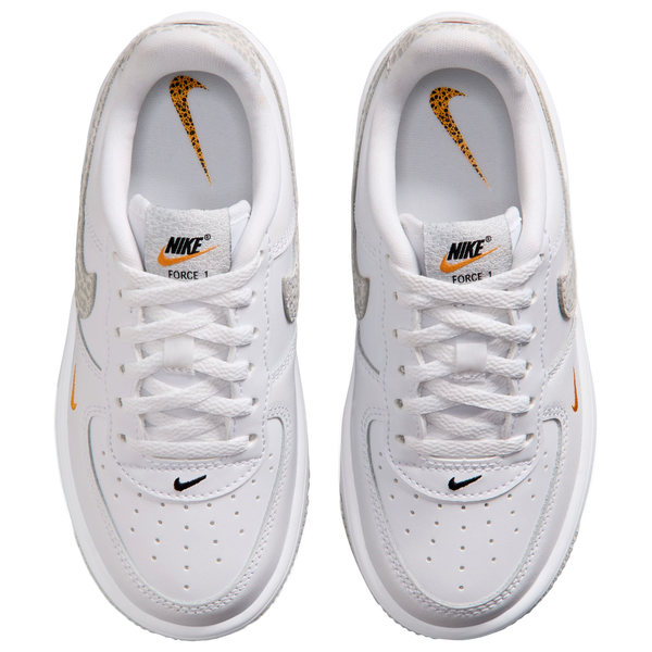Nike Air Force 1 Low - Girls' Preschool - Grey/White/Orange - Image 4