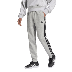 adidas Essentials 3-Stripes Fleece Open Hem Pants - Men's - Black/Medium Grey Heather