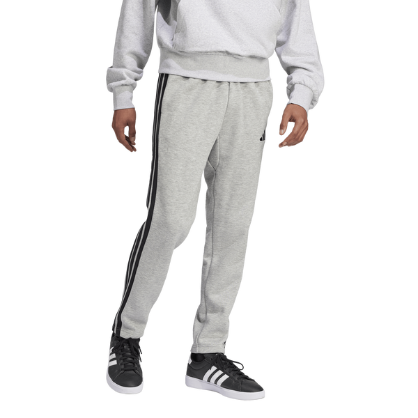 adidas Essentials 3-Stripes Fleece Open Hem Pants - Men's - Black/Medium Grey Heather - Image 5