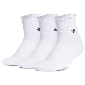 adidas Originals Ruffle Quarter Socks 3-Pack - Adult - White/Black