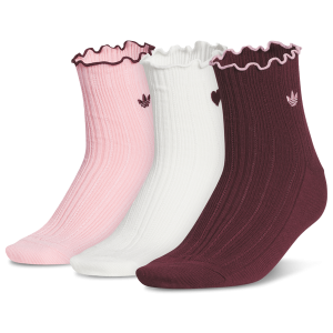 adidas Originals Vday Ruffle Quarter Socks - Youth - Pink Spark/Shadow Red/Off White