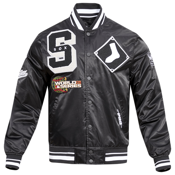 Pro Standard Chicago White Sox Mash Up Rib Satin Jacket - Men's - Black/Gray