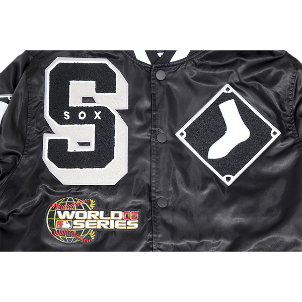 Pro Standard Chicago White Sox Mash Up Rib Satin Jacket - Men's - Black/Gray - Image 5